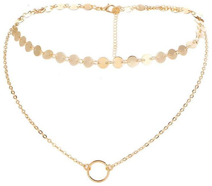 

Golden Layered Coin Choker Necklace