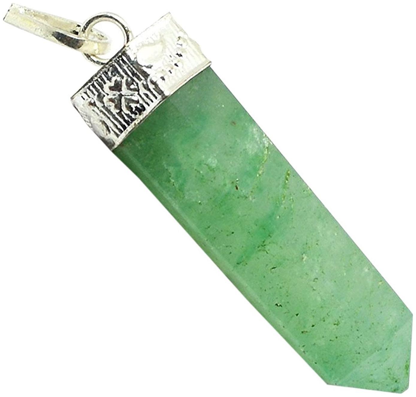

Green Aventurine Crystal Stone Pencil Pendant for Unisex