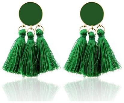 Green Dress Thread Earring