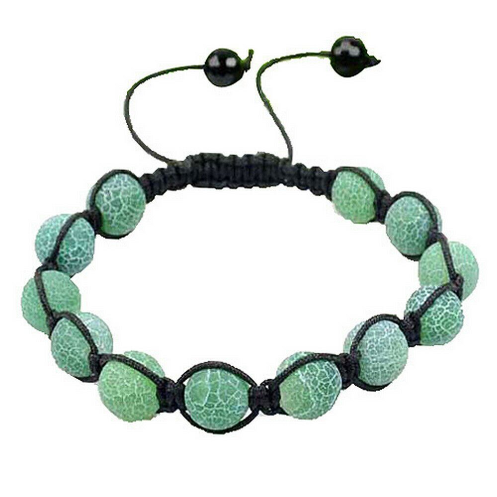 

Green Marble Design Beaded Cord Ball Bracelet
