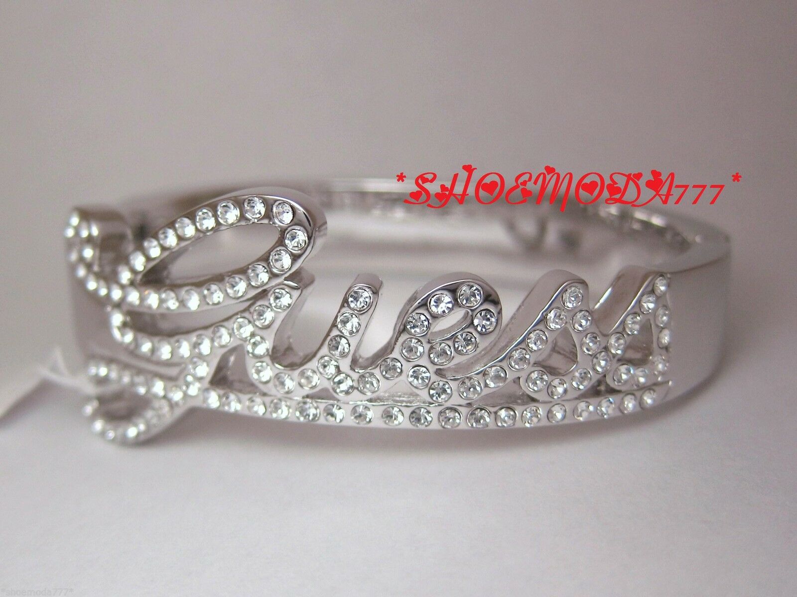 

GUESS Exclusive Disco Logo Metal Hinge Bracelet Rhinestones Gold Silver Gift Bag