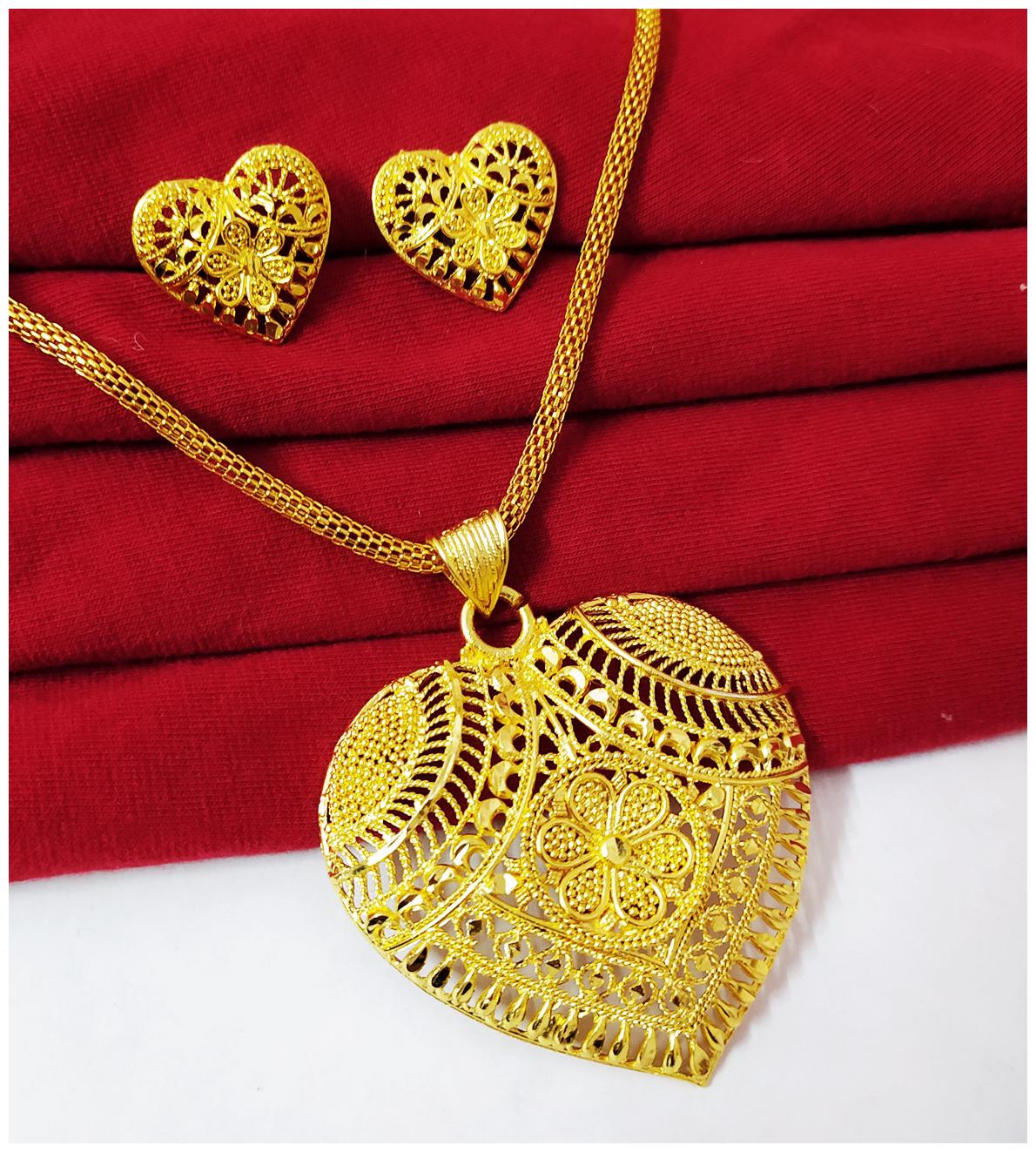 

Halltree Gold Plated Pendent Set with chain and Earrings