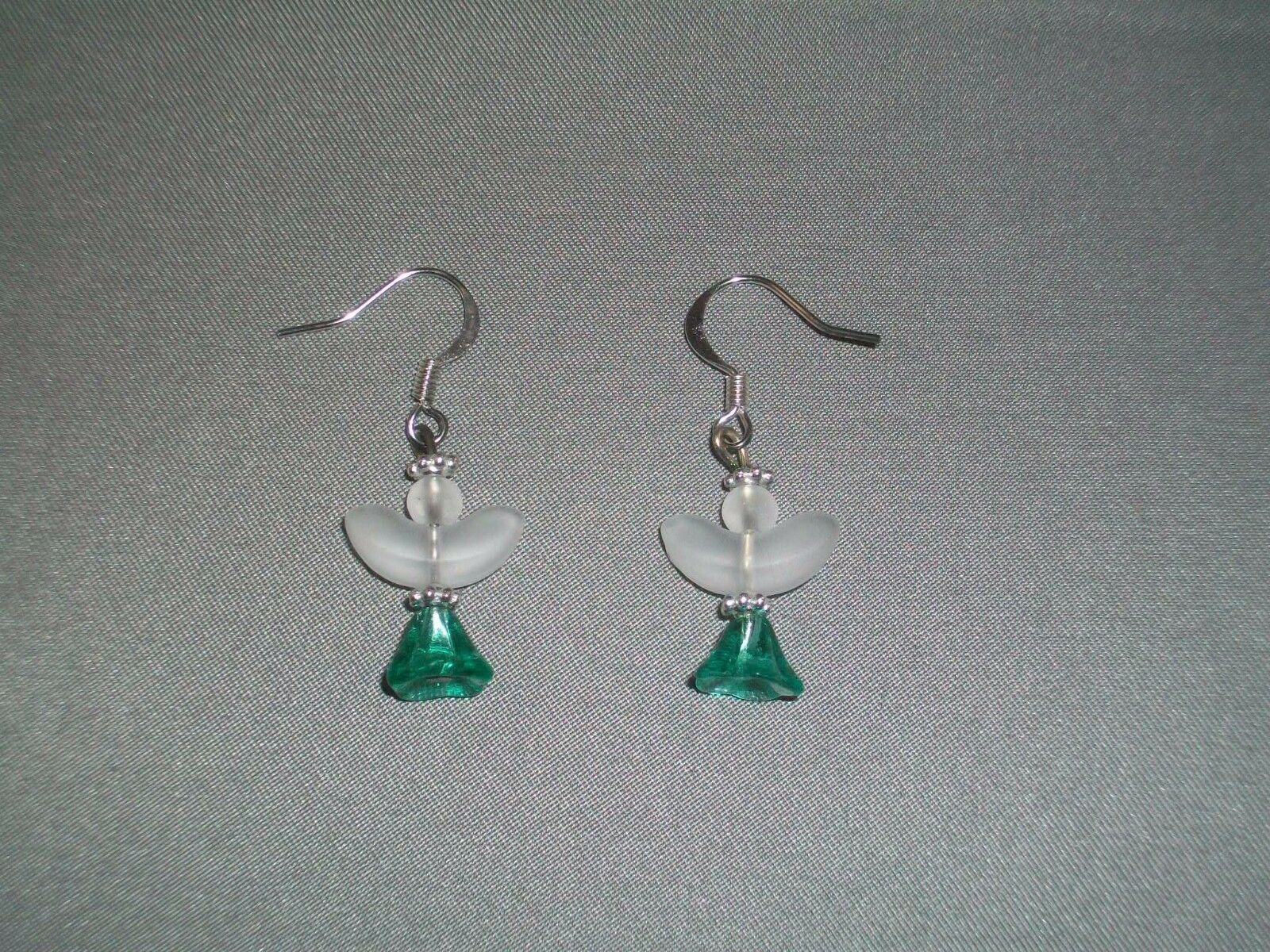 

HANDMADE Beaded Pierced Earrings - Angel - Choice of Blue Red Green - NEW