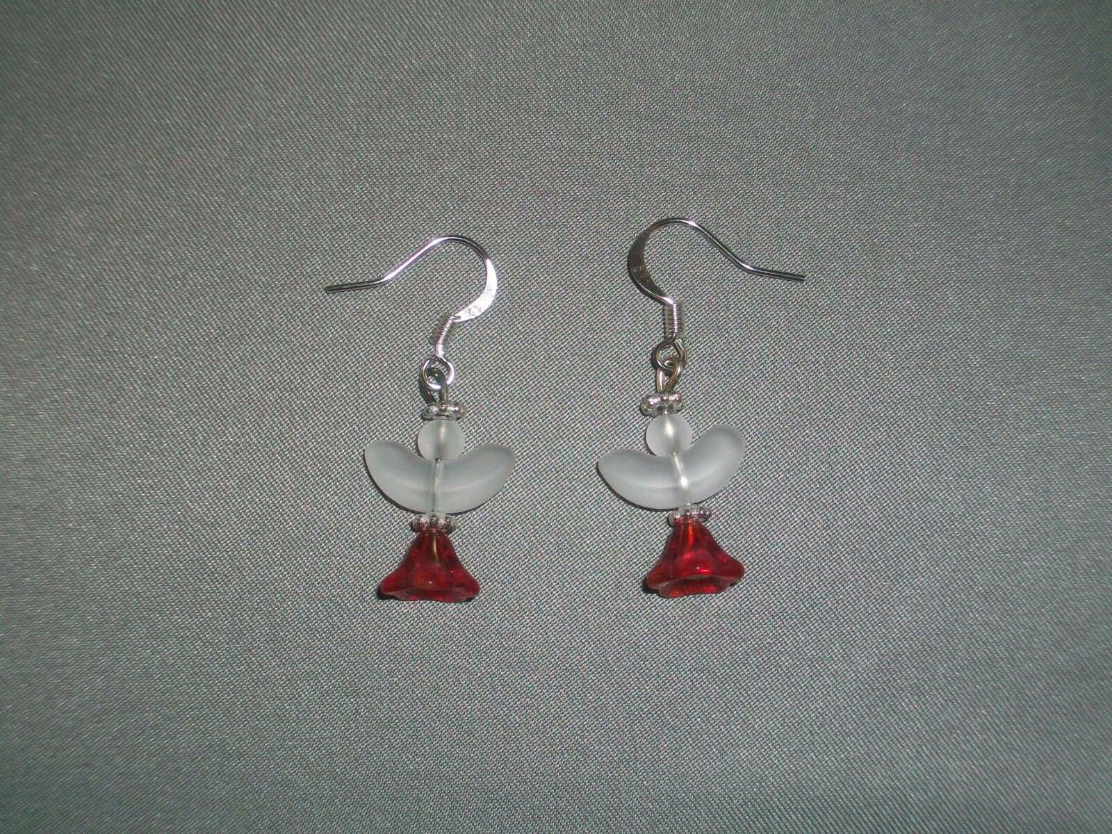

HANDMADE Beaded Pierced Earrings - Angel - Choice of Blue Red Green - NEW