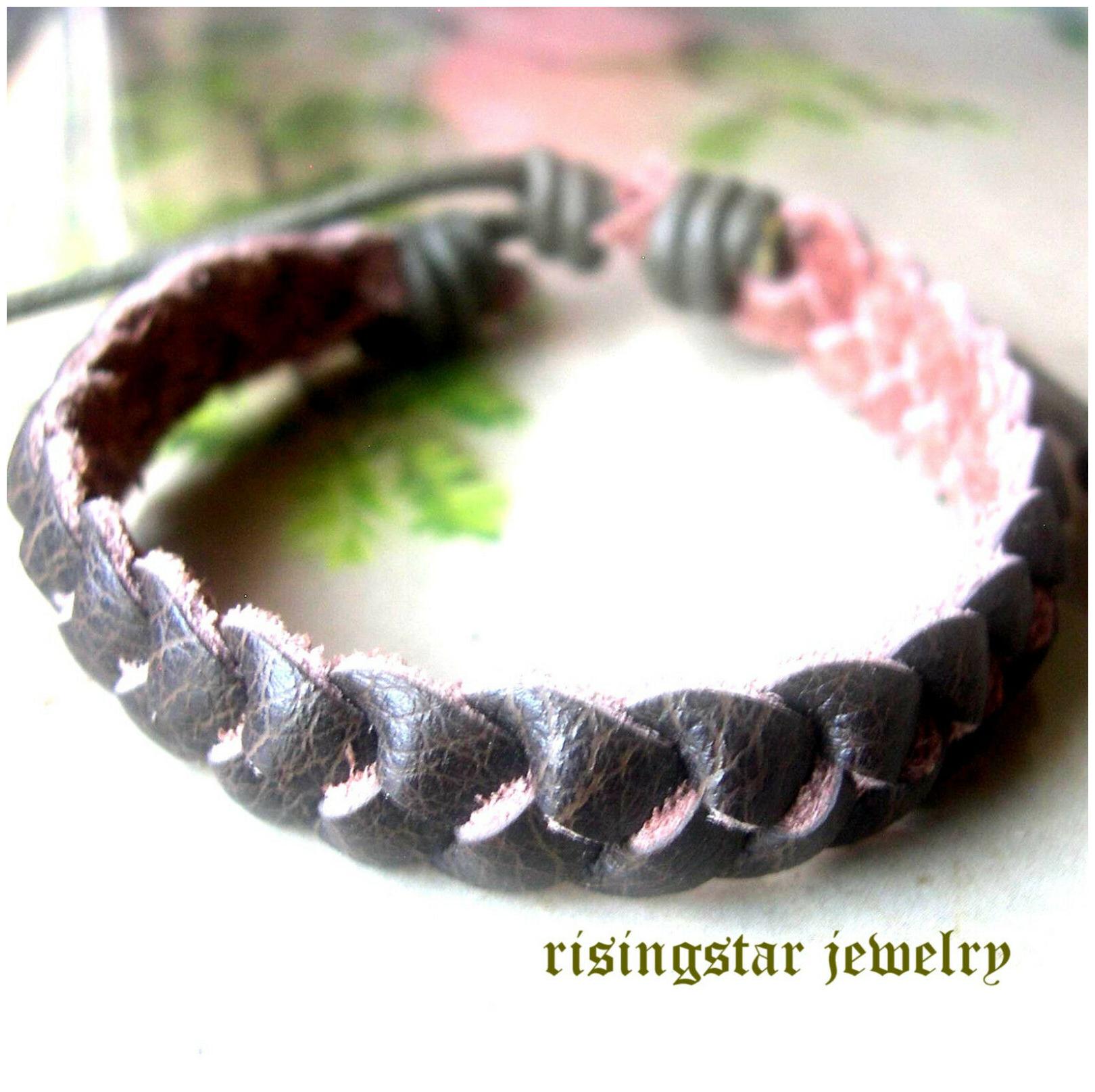 

Handmade Men s Braided Leather Fashion Surfer Biker Hip Hop Bracelet Wristband