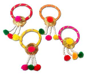 

Handmade Pom Pom Bangle Set