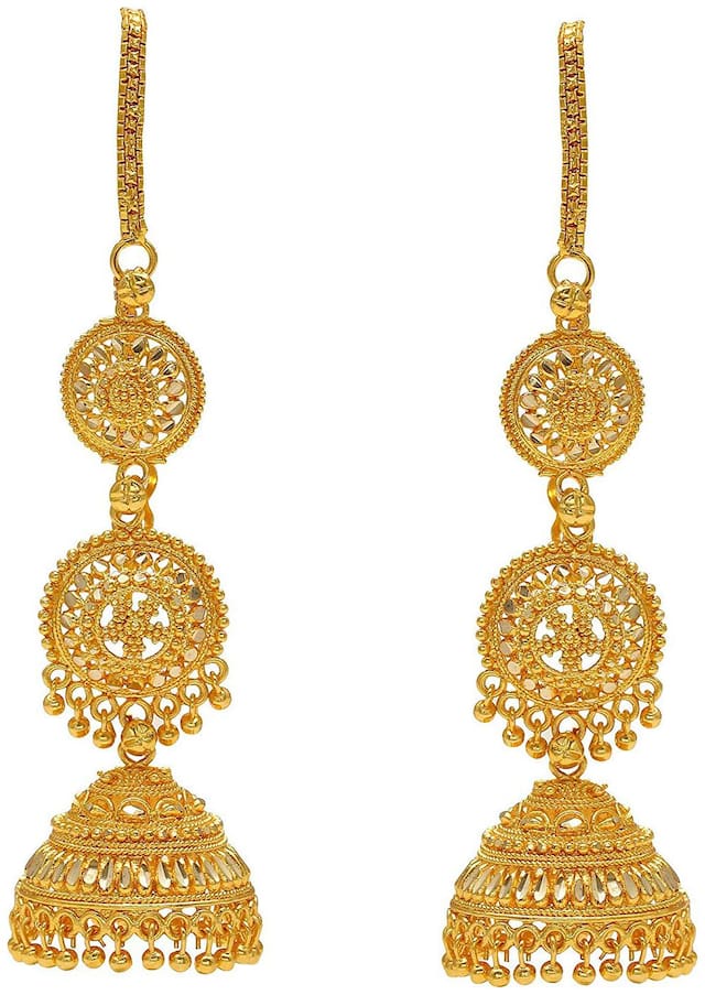 Happy Stoning Premium Quality Gold plated Earrings with chain