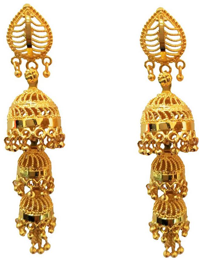 

Happy Stoning Beautiful Layered Gold Plated Brass Jhumka