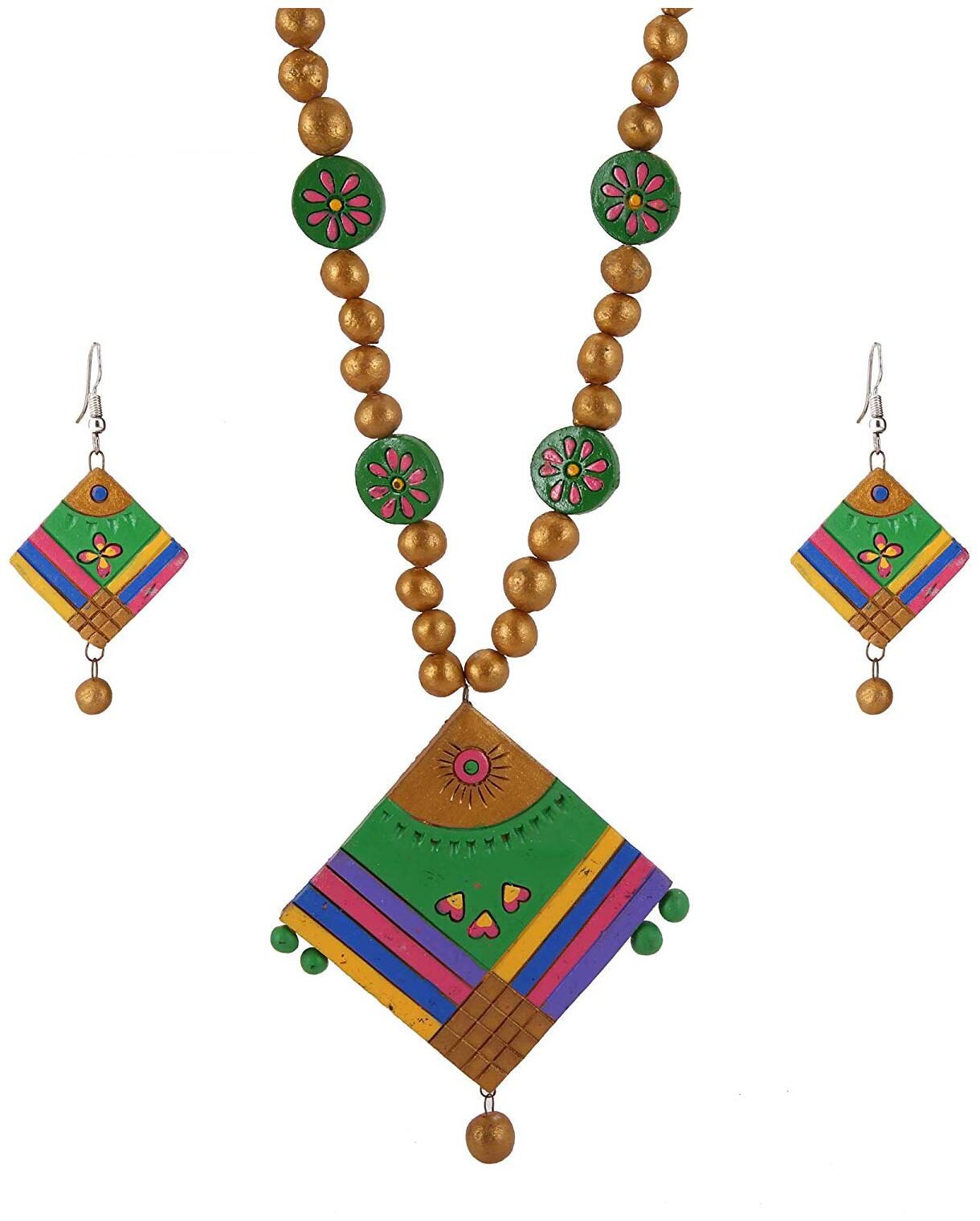 

Hawai Green Clay Terracotta Jewellery Set for Women