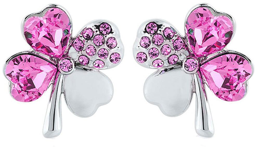 

Heart Four Leaf Clover Stud Earrings made with Swarovski elements