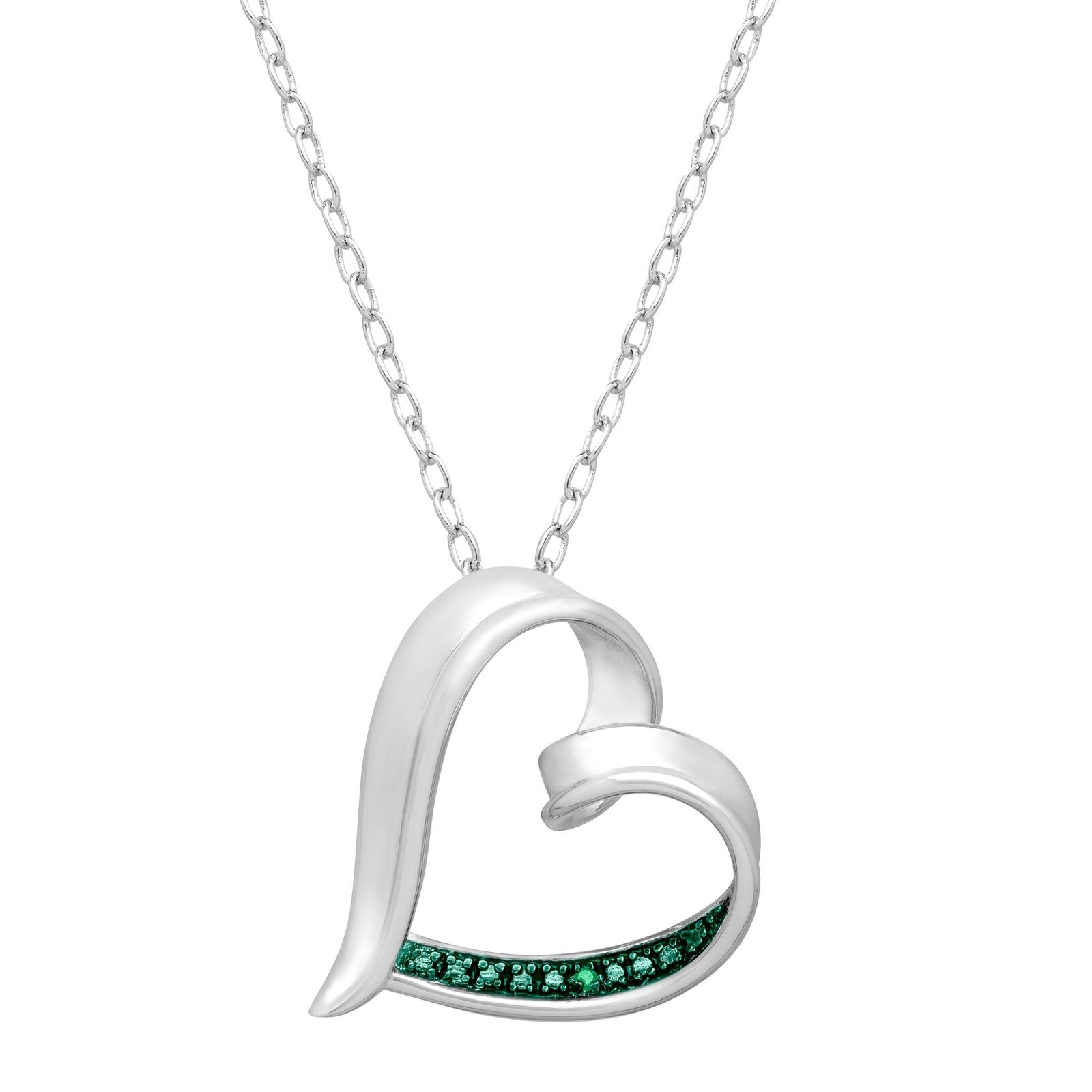 

Heart Pendant with Green Diamond in Rhodium Plated Brass