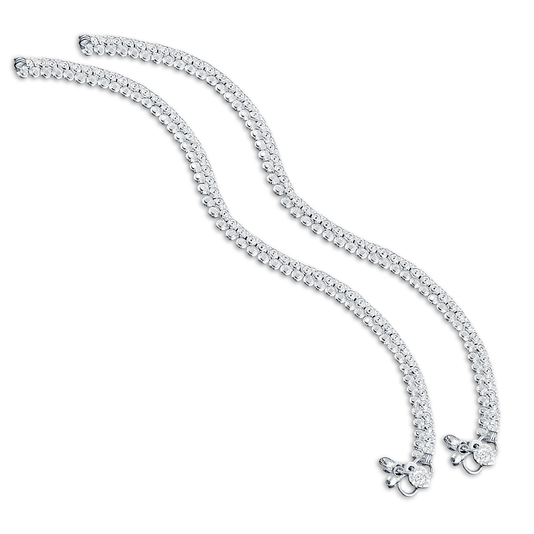 

Heer Collection Silver Plated Brass Anklet for Girls Women (HC1001)