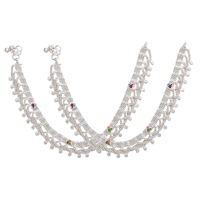 

Heer Collection Silver Plated Brass Anklet for Girls Women (HC2018)