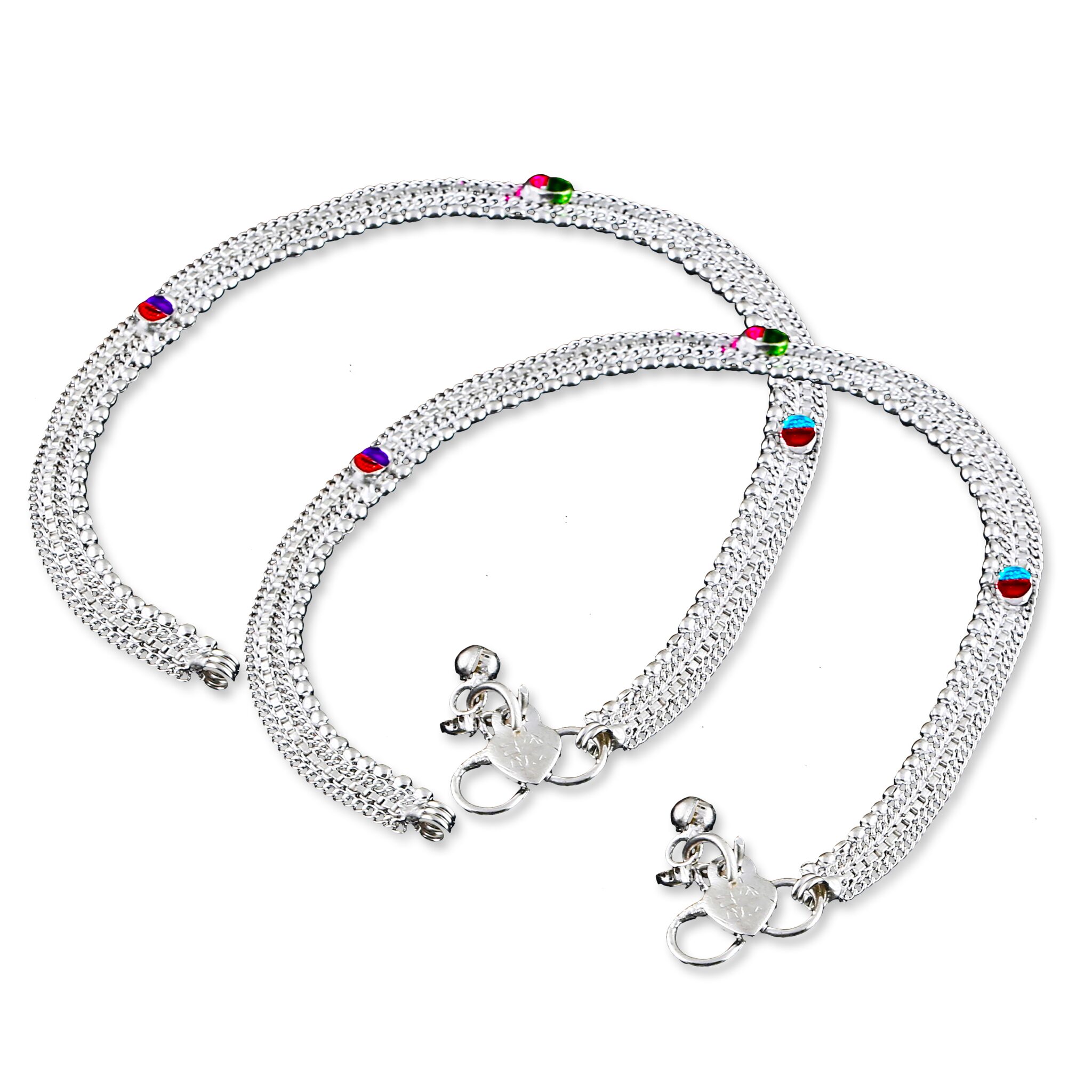 

Heer Collection Silver Plated Brass Anklet for Girls Women (HC1003)