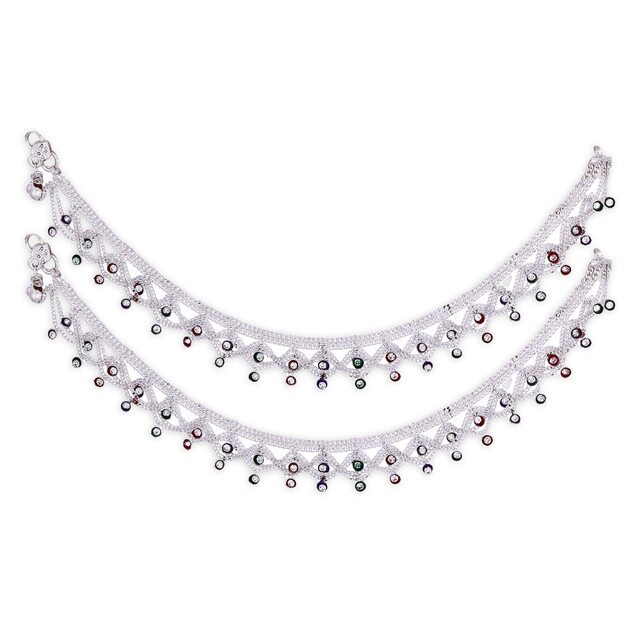 

Heer Collection Silver Plated Brass Anklet for Girls Women (HC2007)