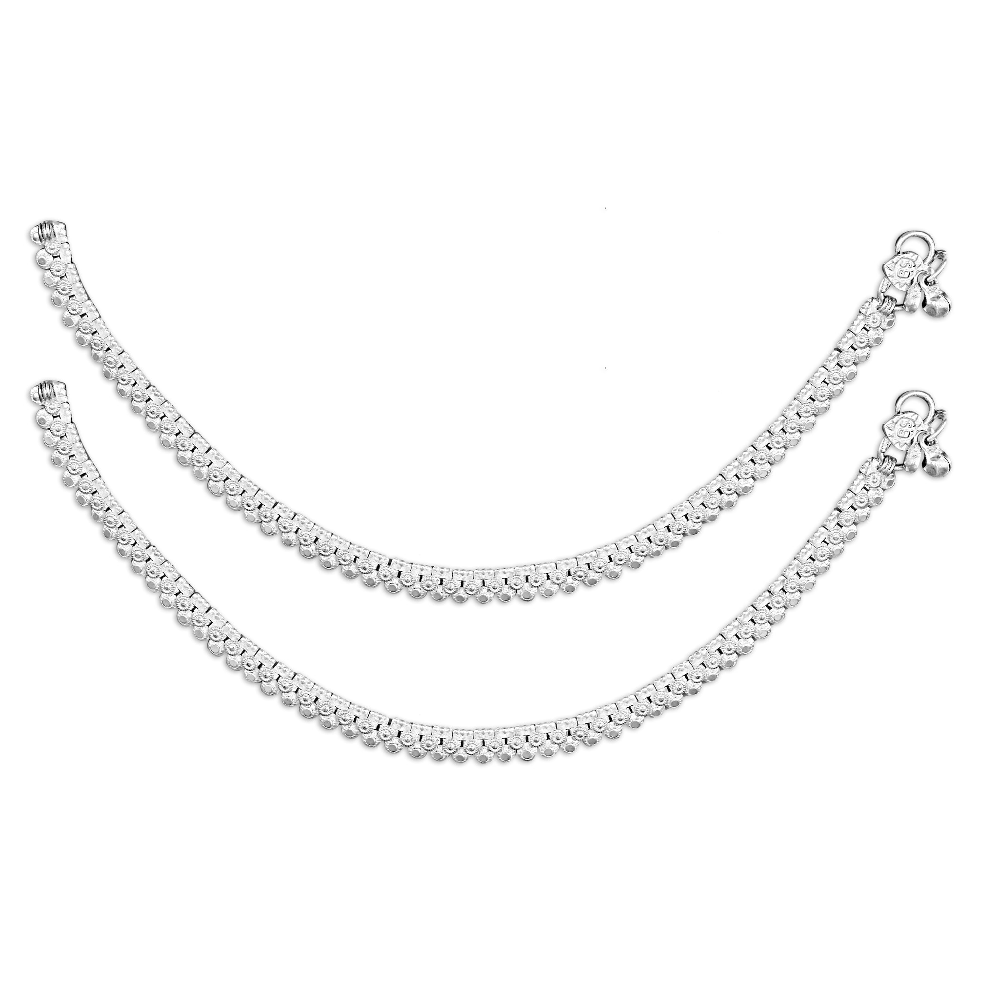 

Heer Collection Silver Plated Brass Anklet for Girls Women (HC2006)