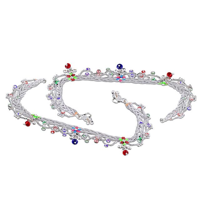 

Heer Collection Silver Plated Brass Anklet for Girls Women (HC2016)