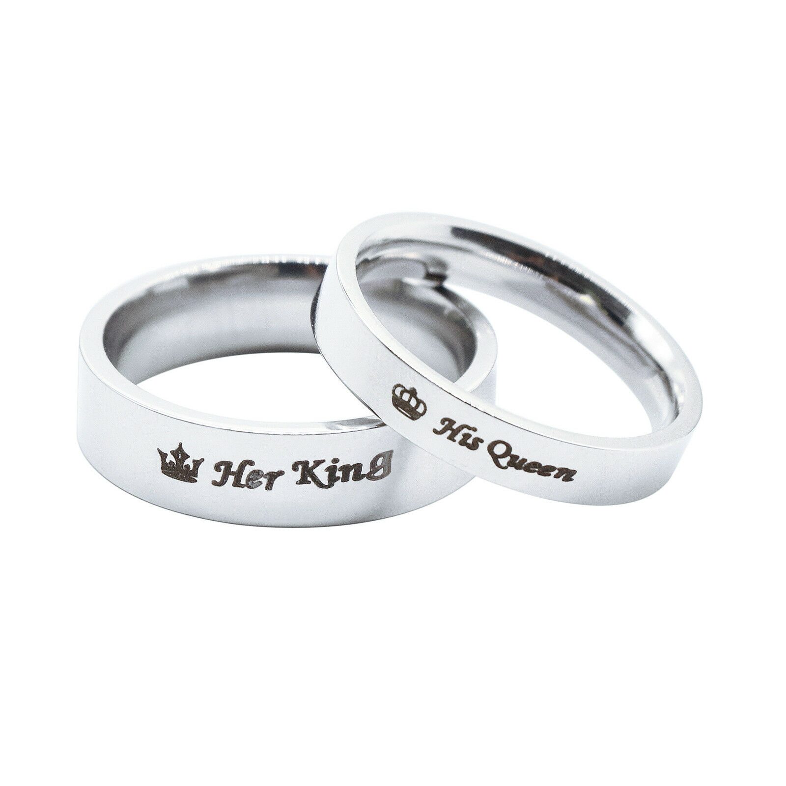 

Her King His Queen Engraved Stainless Steel Pendant For Lovers Promise Rings