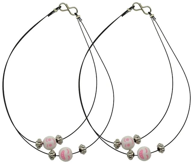 High Trendz Elegant Black With White Smiley Ball Payal/Anklet For Women And Girls