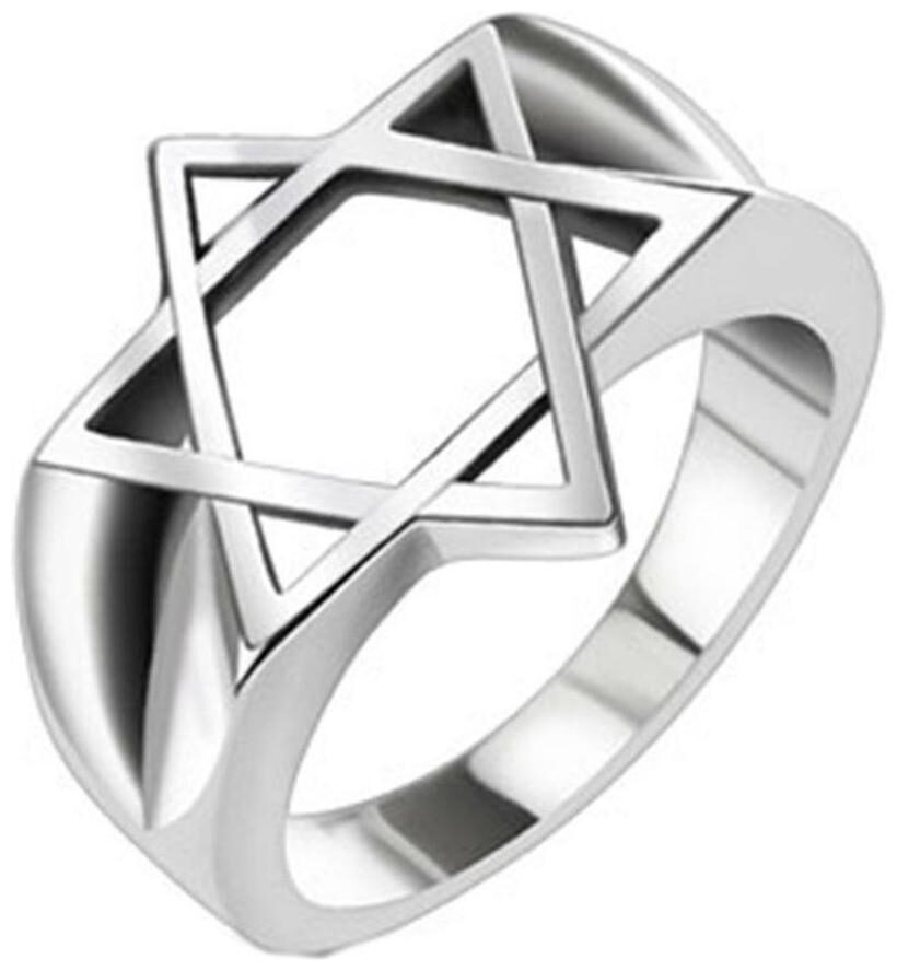 

Hollow Star of David Wide Cast Ring Stainless Steel Band Ring R656