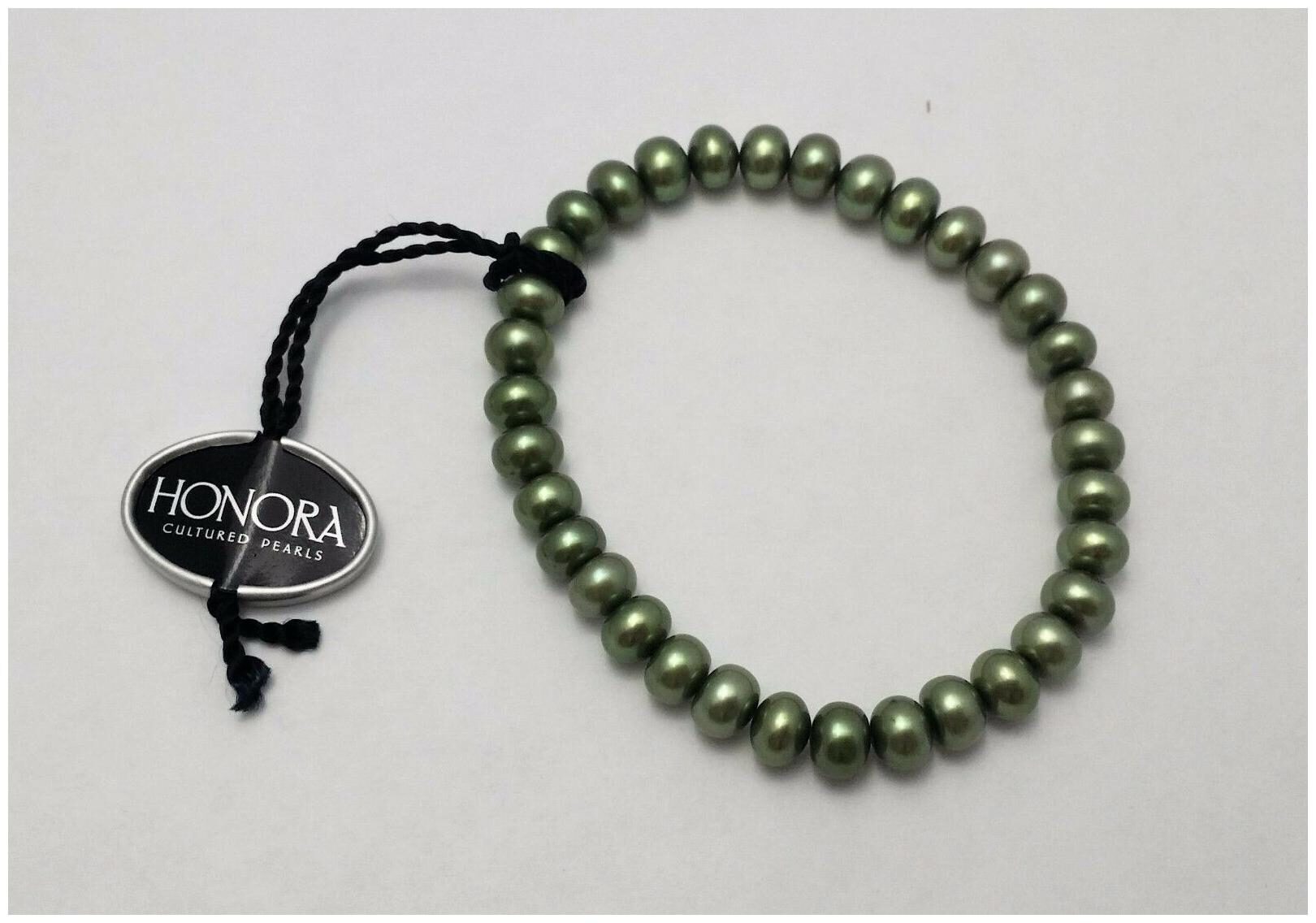 

Honora Bridal Wedding Freshwater Cultured Pearl Stretch Bracelet Green Pistachio