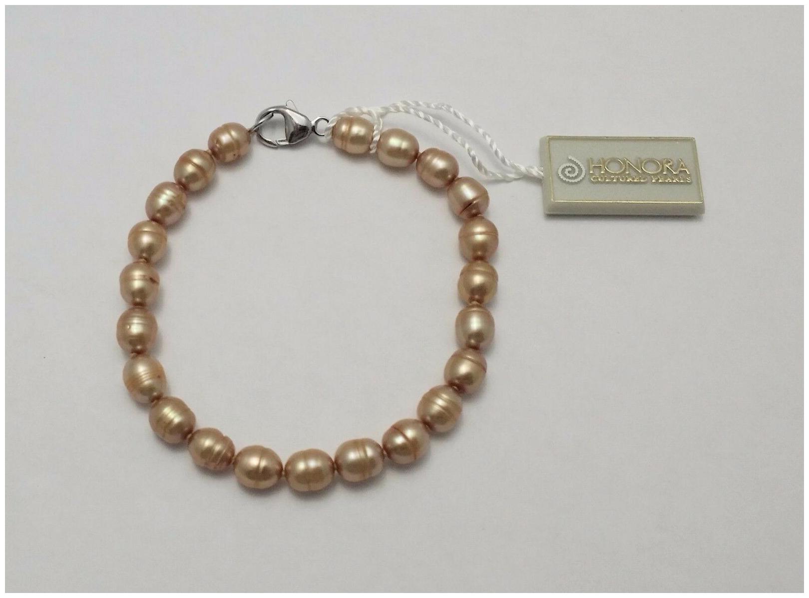 

Honora Freshwater Cultured Pearl Silver Bracelet Mocha Bridal Wedding