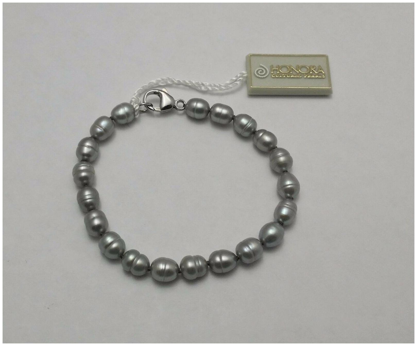 

Honora Freshwater Cultured Pearl Silver Bracelet Gray Bridal Wedding