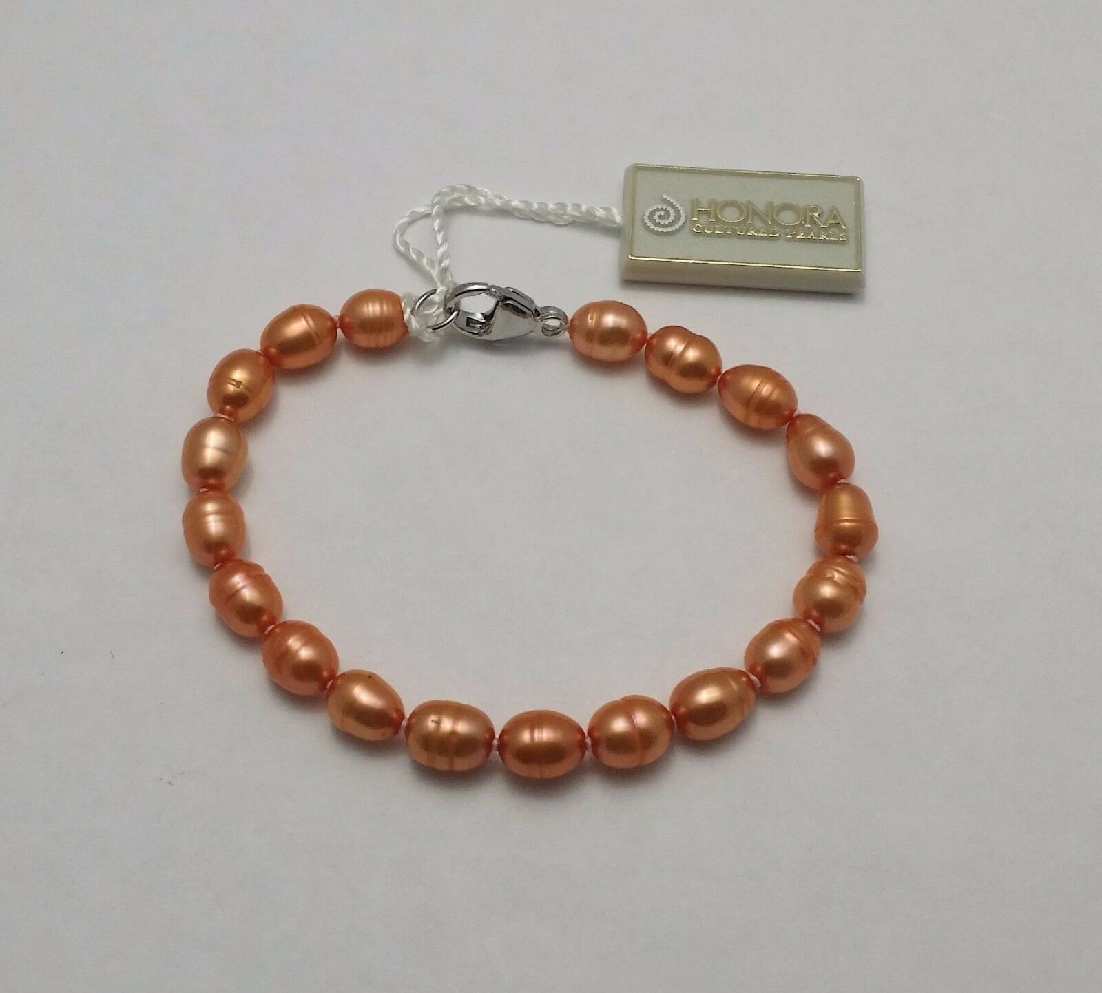 

Honora Freshwater Cultured Pearl Silver Bracelet Orange Bridal Wedding