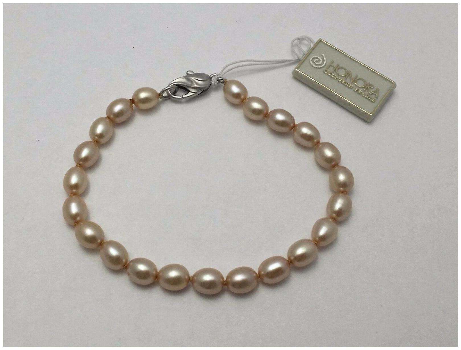 

Honora Freshwater Cultured Pearl Silver Bracelet Peach Cream Bridal Wedding
