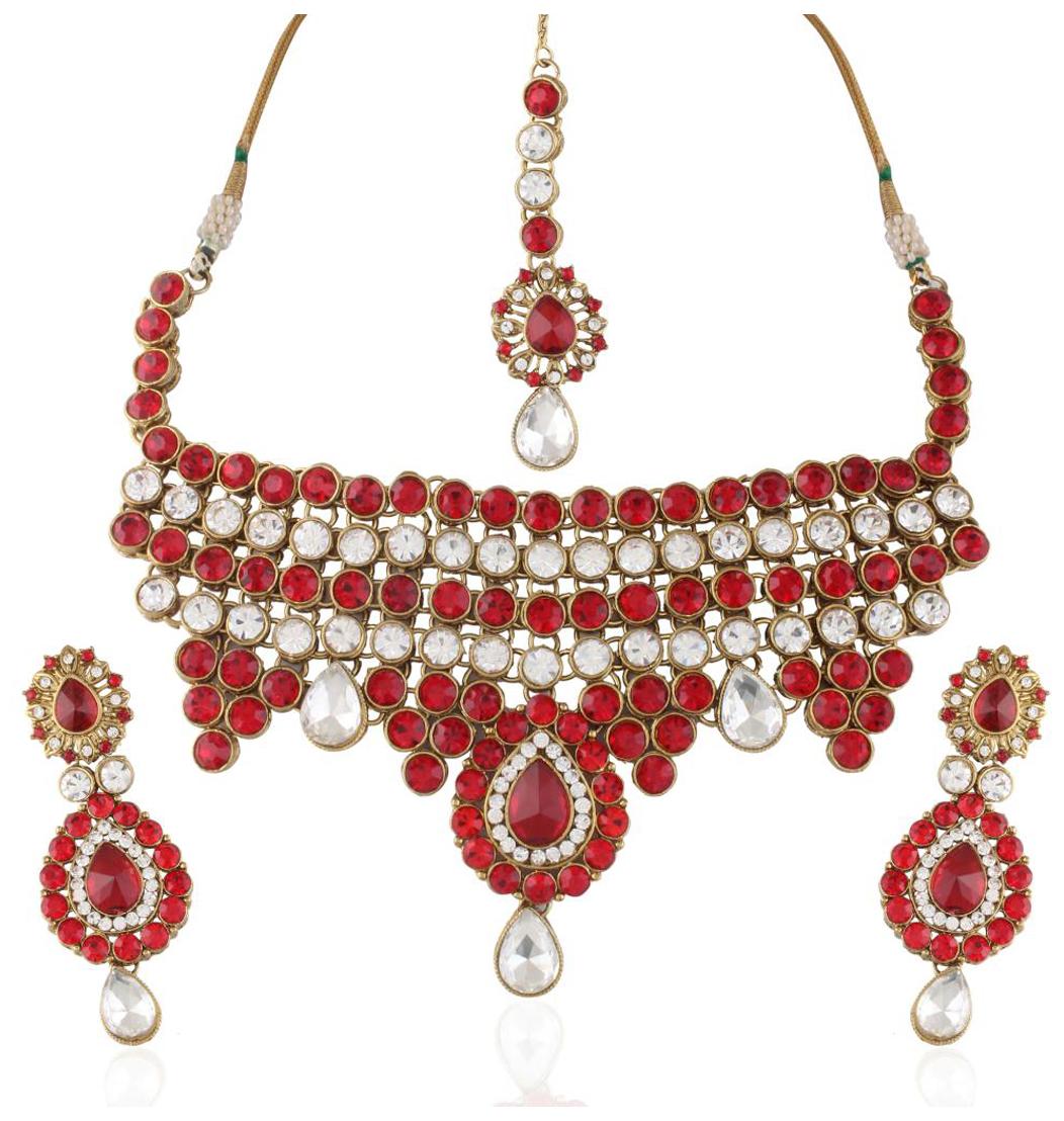 

I Jewels Red Necklace Set