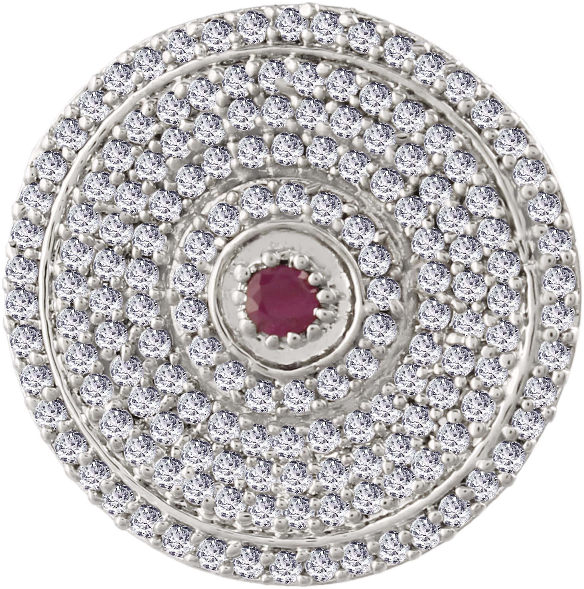 

Etnico Silver Plated Elegant Ruby Stone Studded CZ American Diamond Adjustable Ring for Women (FL176M)