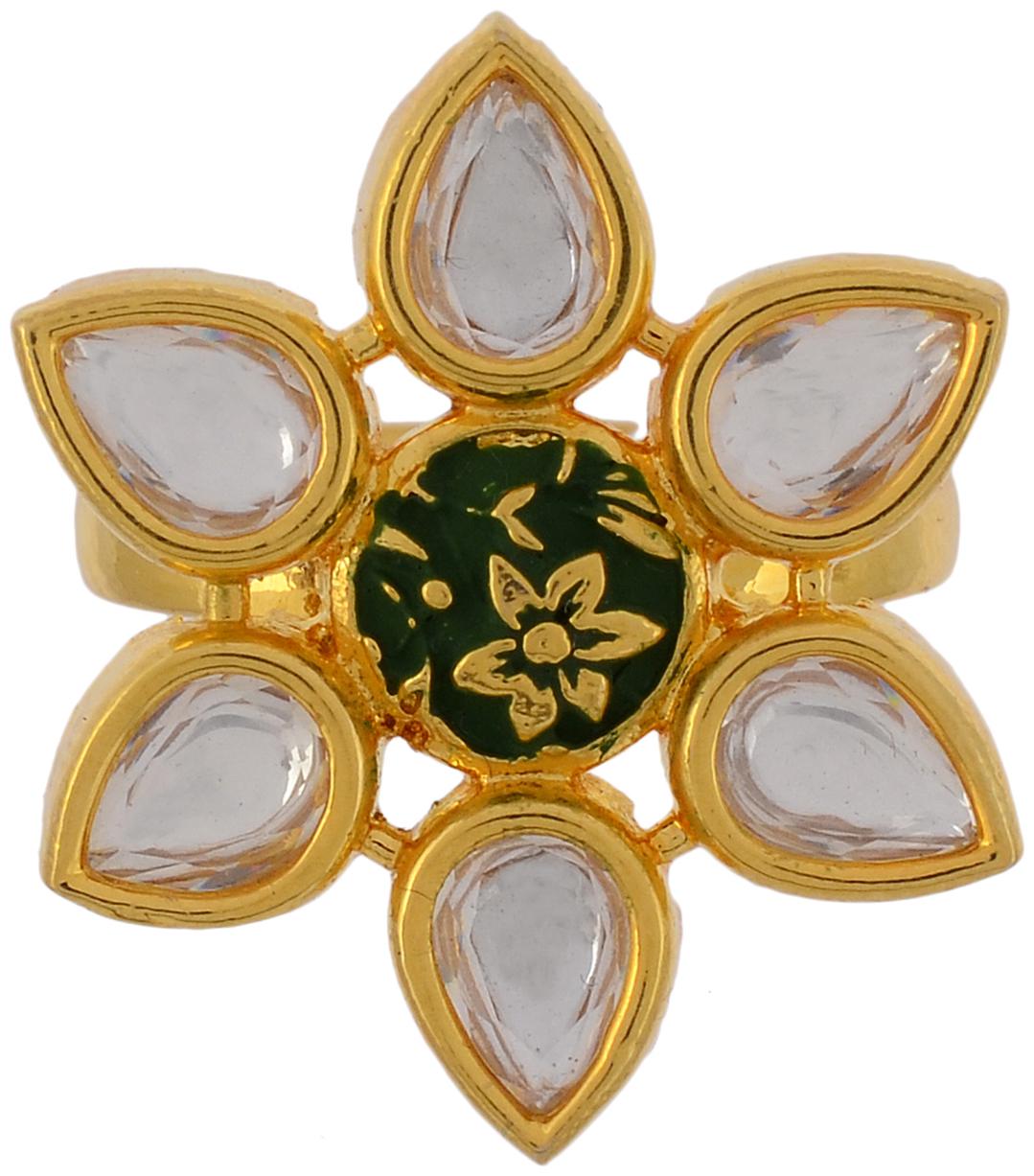

Imittire Kundan polki Gold Plated Designer Enamelled Cocktail Ring for Girls Women