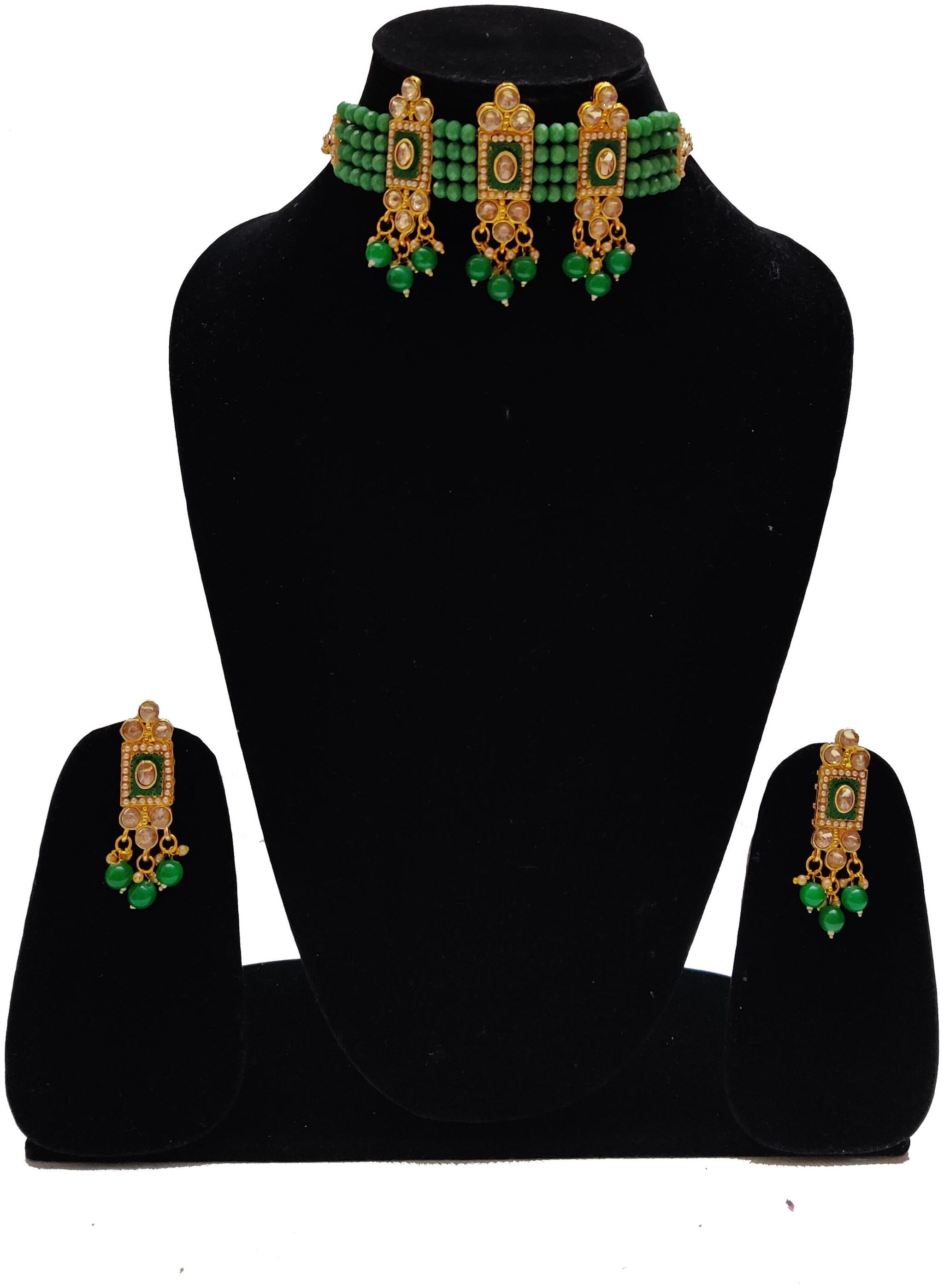 

Infinite Creations Designer Party Wear Pearl Kundan Necklace With Earrings