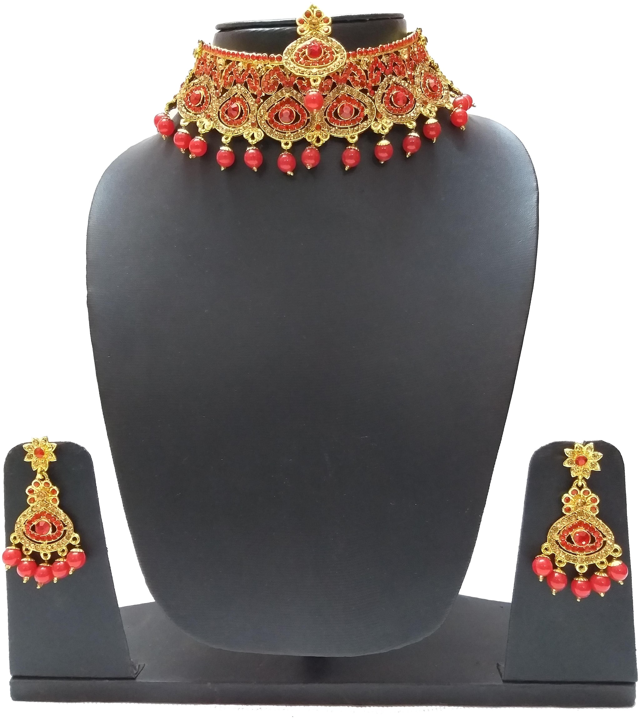 

Infinite Creations Party Wear Beautiful Heavy Choker With Long Earrings Maang Tika