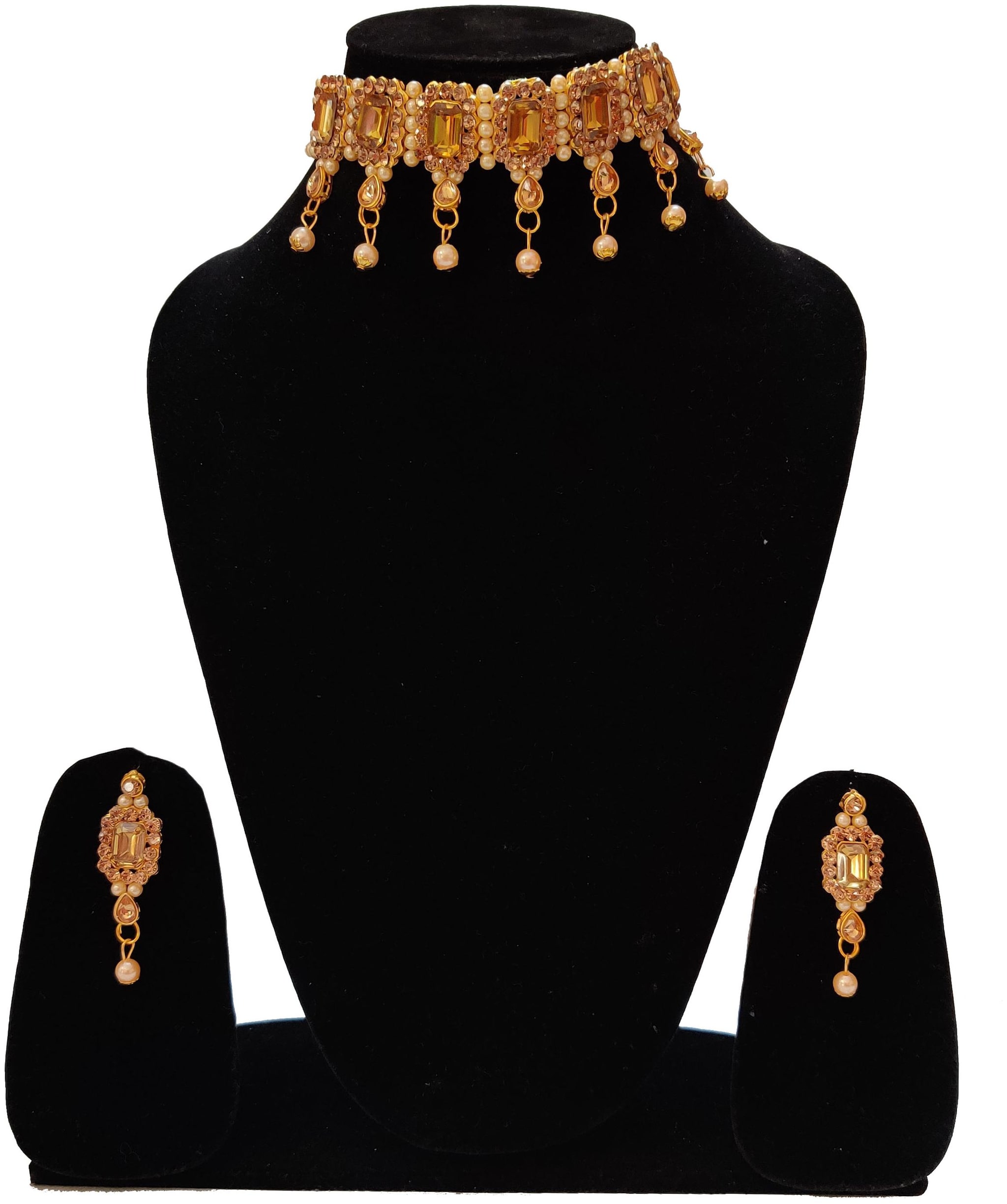 

Infinite Creations Designer Party Wear Pearl Kundan Necklace With Earrings