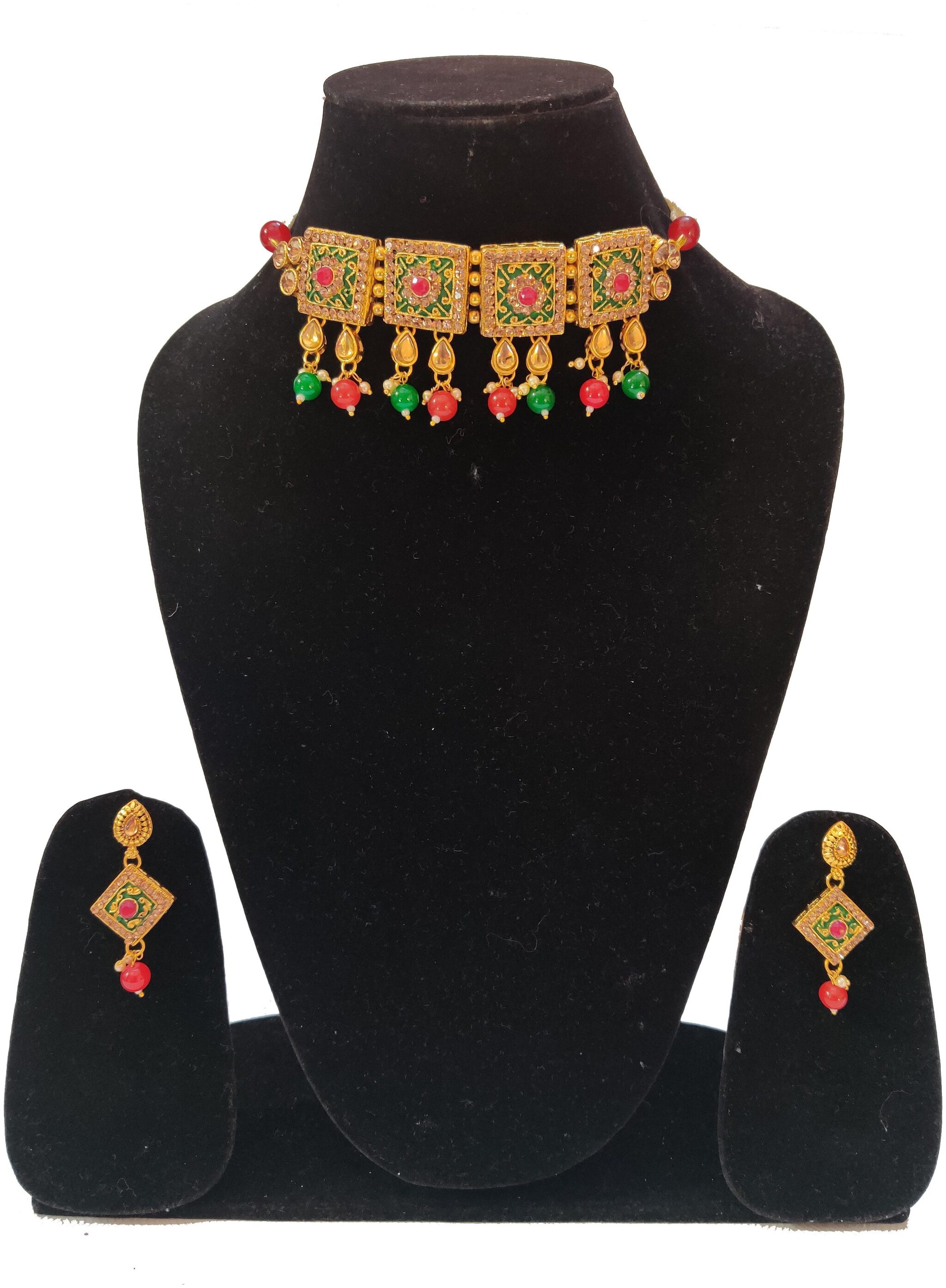 

Infinite Creations Designer Party Wear Pearl Kundan Necklace With Earrings