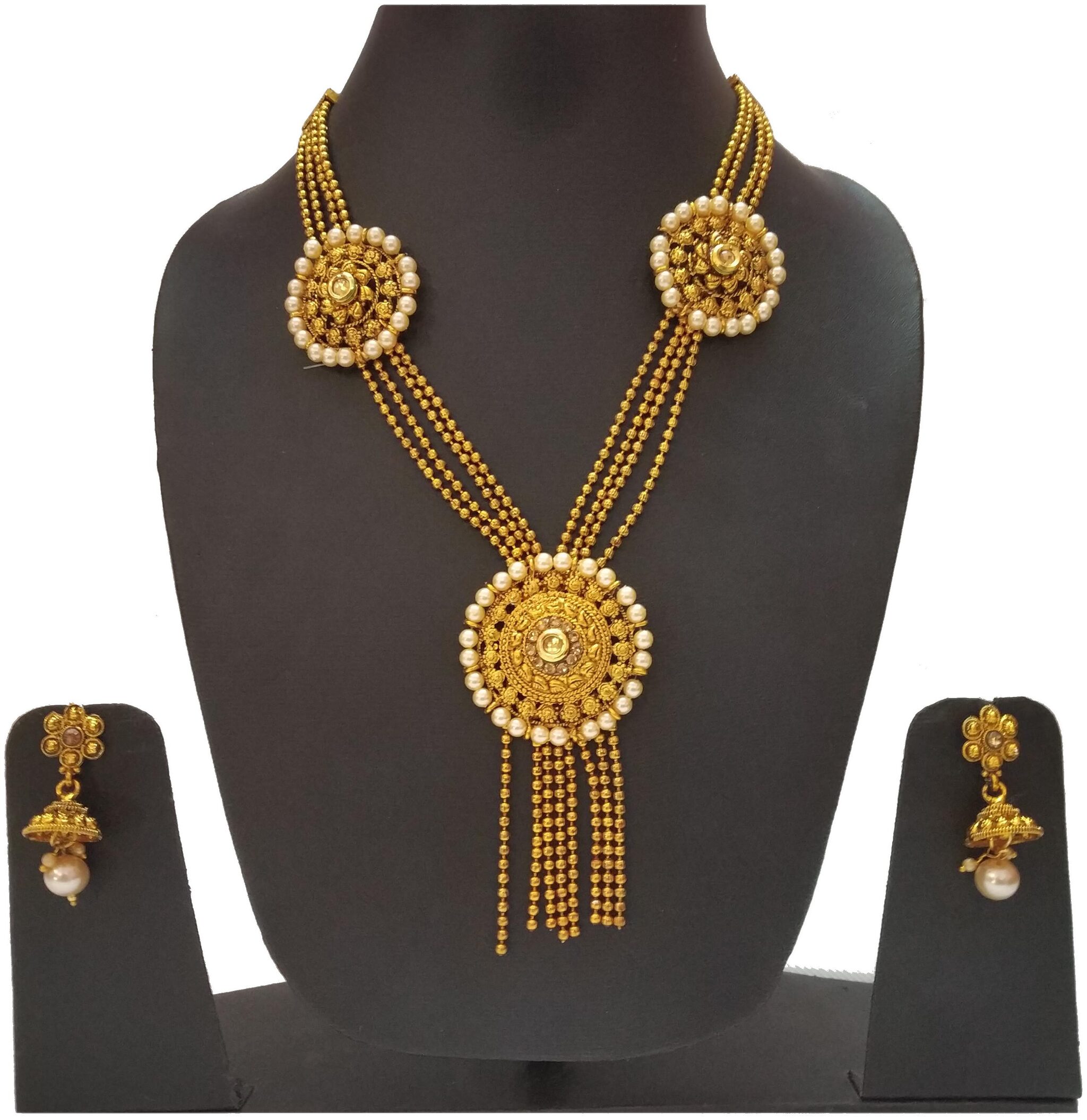 

Infinite Creations Party Wear Long Necklace With Jhumki Earrings