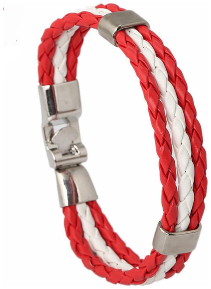

(J192) Canada 2016 World Cup National Flags Sports 3 Strands Rope Braided Surfer Leather Bracelets