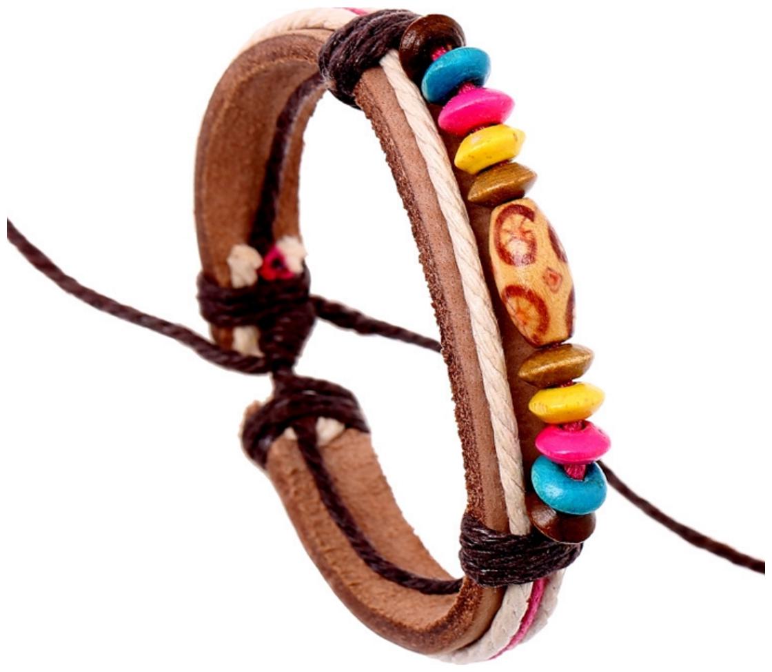 

(J197) Wooden Ball Leather Bracelet with Leather Bracelet with Restoring Ancient Ways