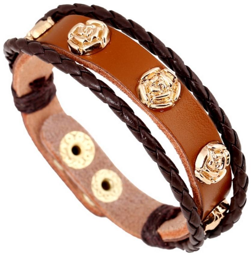 

(J199) India retro leather bracelet with alloy leather bracelet with roses