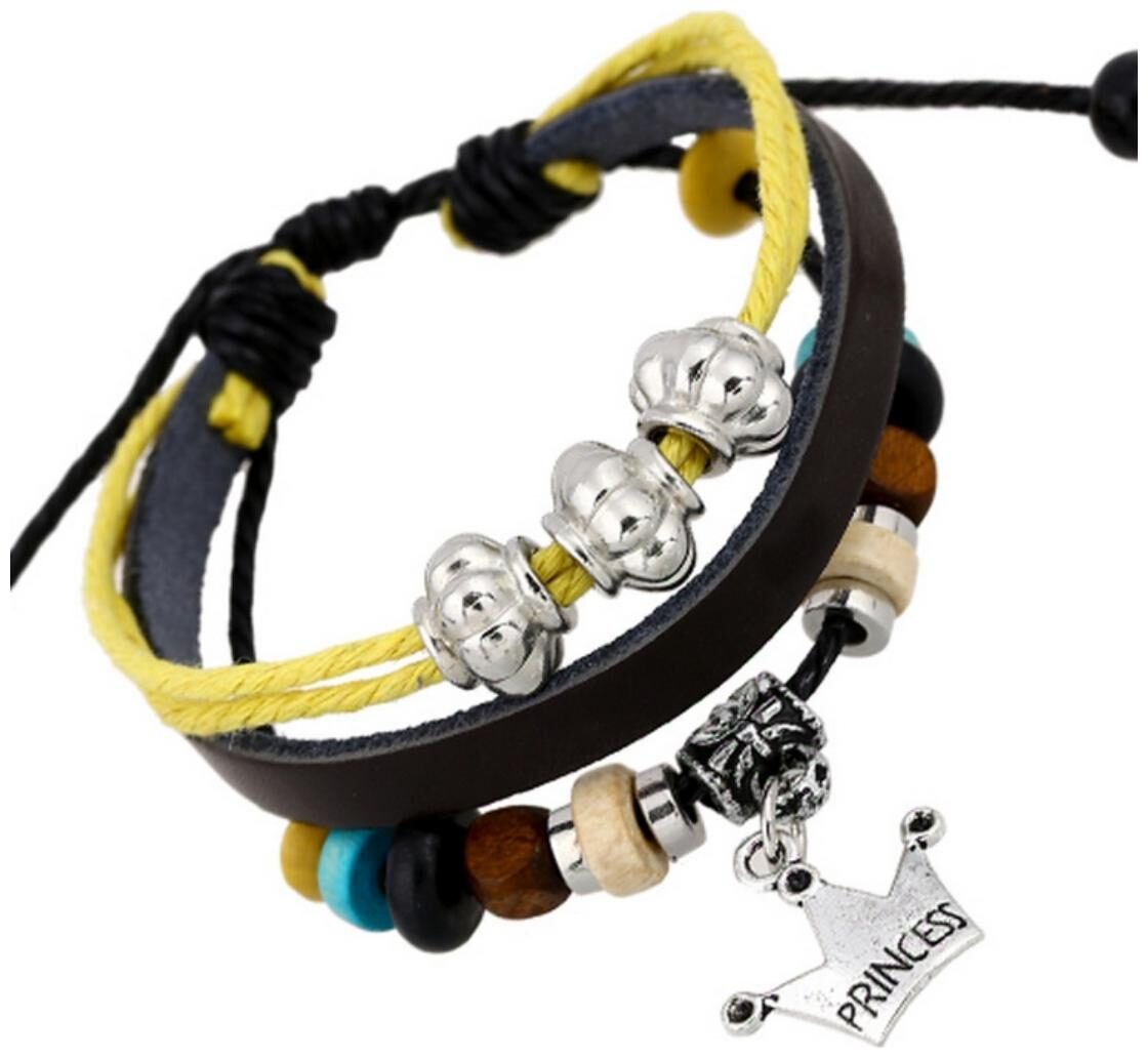 

(J205) New act The Role ofing is Tasted Sweet Wind Bracelet Wholesale and Mixed Batch of Fashion Temperament Joker Crown Leather Bracelet