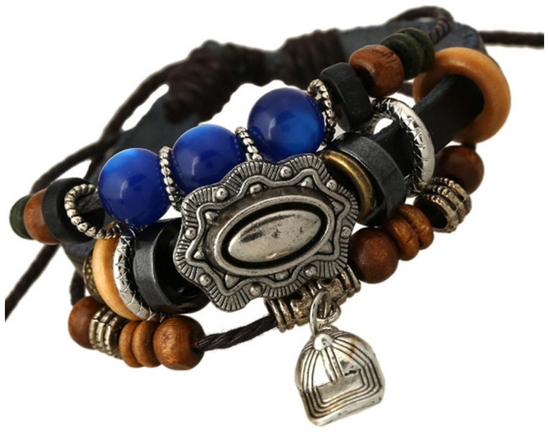 

(J207) The Latest hat Hang Wholesale Leather Bracelet Beaded Leather Bracelet