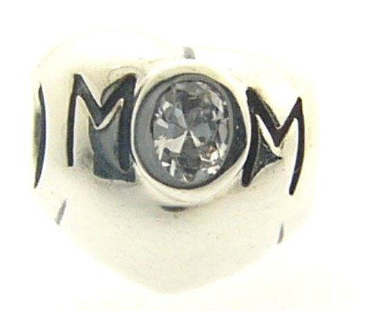 

JA-21A CHAMILIA STERLING SILVER CZ MOM HEART BEAD NEW IN POUCH RETIRED RARE