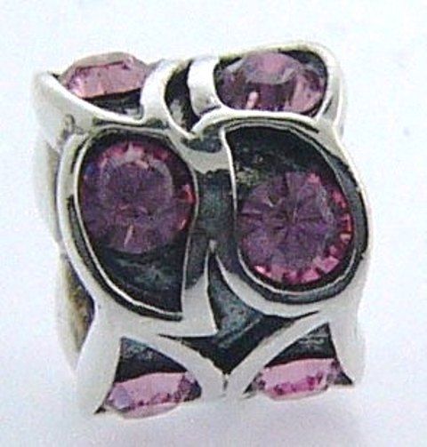 

JA-46B CHAMILIA STERLING SILVER PAISLEY ROSE-PINK SWAROVSKI CHARM NEW POUCH