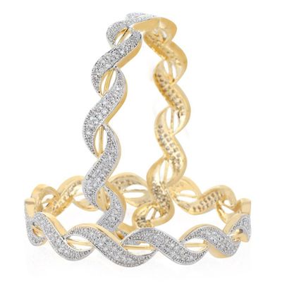 

JDX American Diamond Gold Plated Bangles Set for Girls and Women 2 6