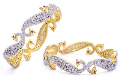 

JDX American Diamond Gold Plated Bangles Set for Girls 2 4