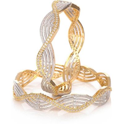 

JDX American Diamond Gold Plated Bangles Set for Girls 2 4