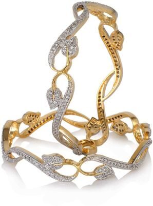 

JDX American Diamond Gold Plated Bangles Set for Girls 2 4