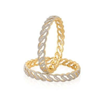 

JDX American Diamond Gold Plated Bangles Set for Girls 2 4
