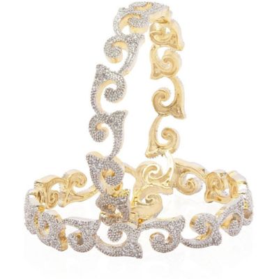 

JDX American Diamond Gold Plated Bangles Set for Women and Girls 2 8